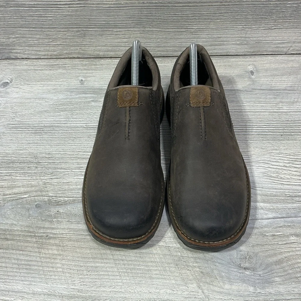 Merrell Realm Moc Shoes Mens 8 Slip On Round Toe Comfort Low Top J42147 Brown